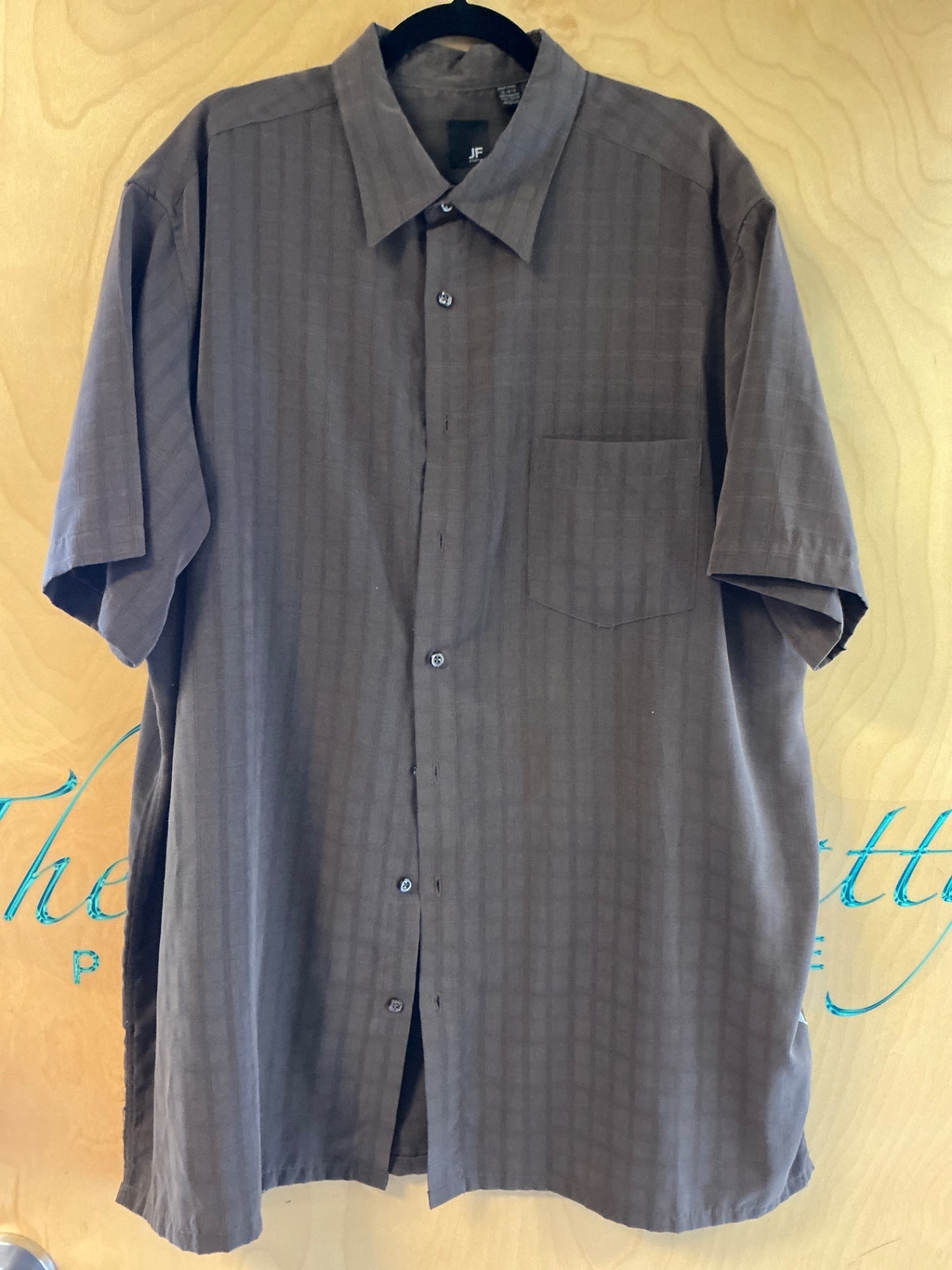 J. Ferrar Short Sleeve Button-Up Shirt - Brown - 2XLT