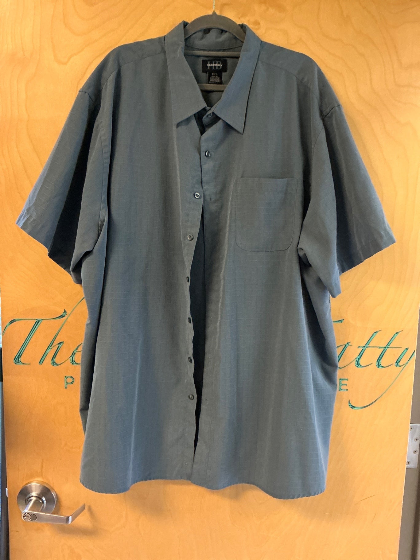 Harbor Bay Short Sleeve Button-Up Shirt - Gray - 3XLT