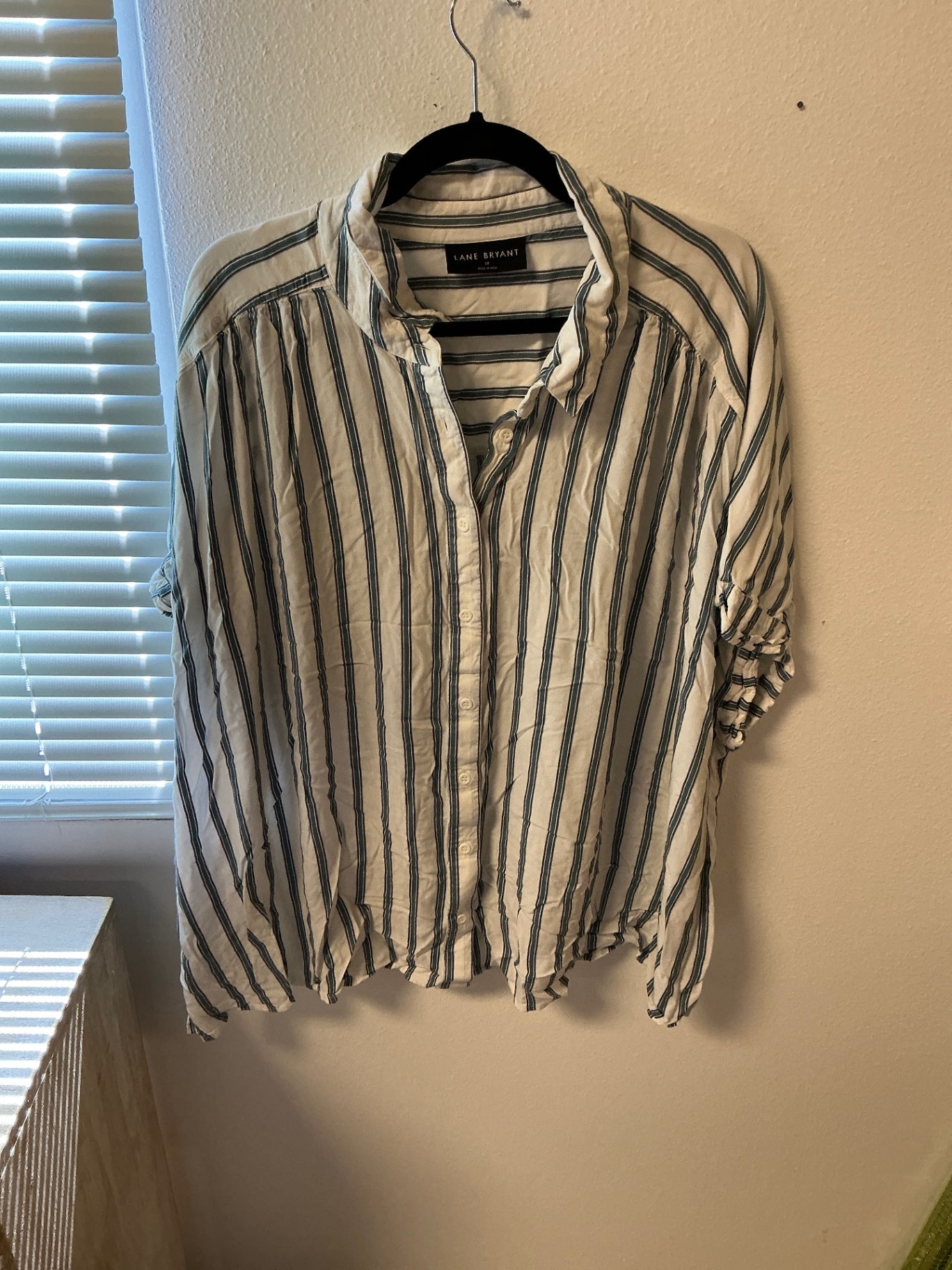 Lane Bryant Blouse - Beige with navy blue and white stripes - 28