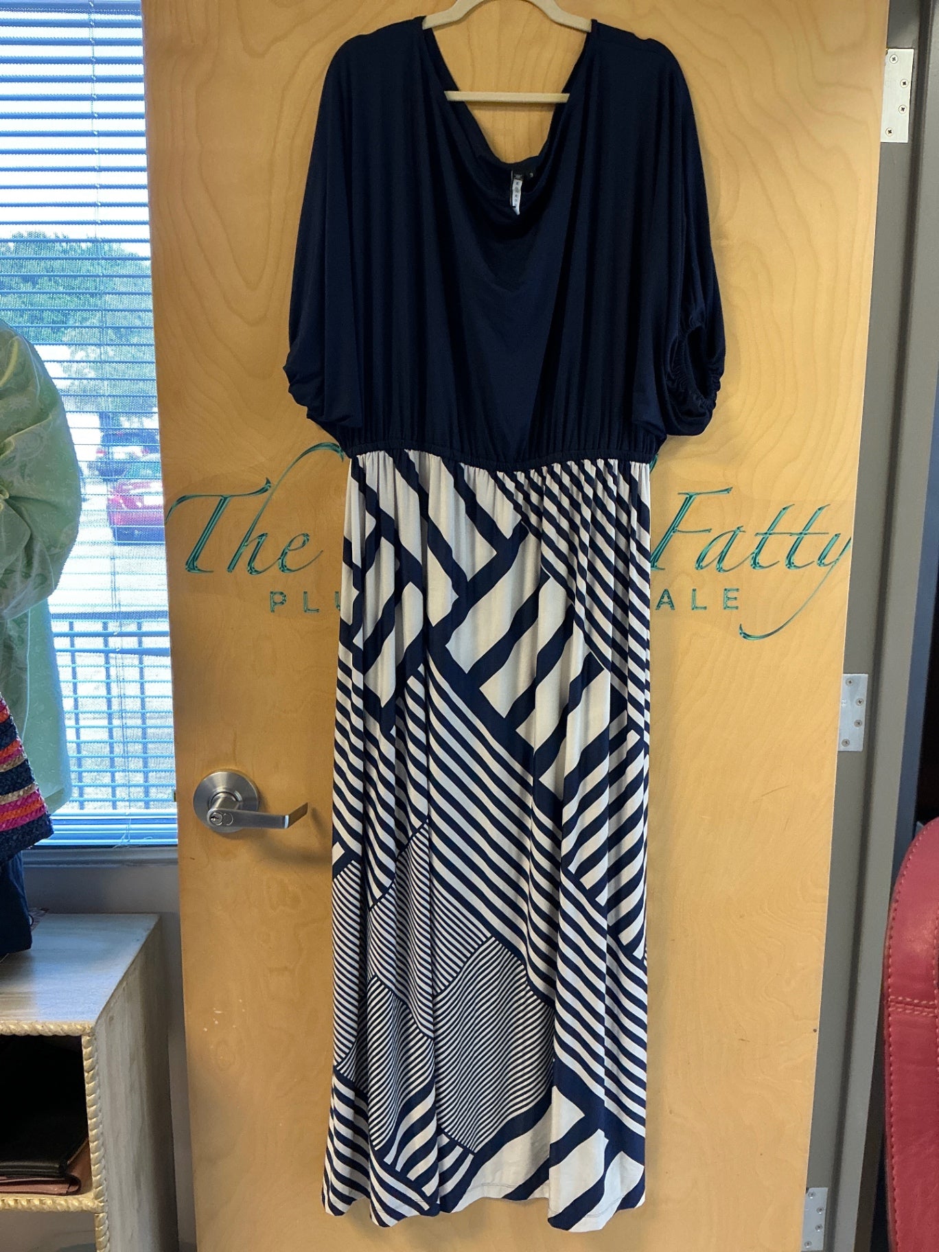 KOH KOH Dress - Navy Blue and White - 3X