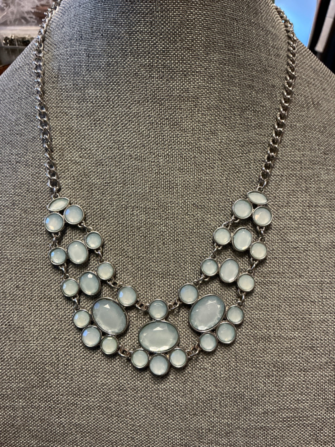 Necklace - Silver and Powder Blue -