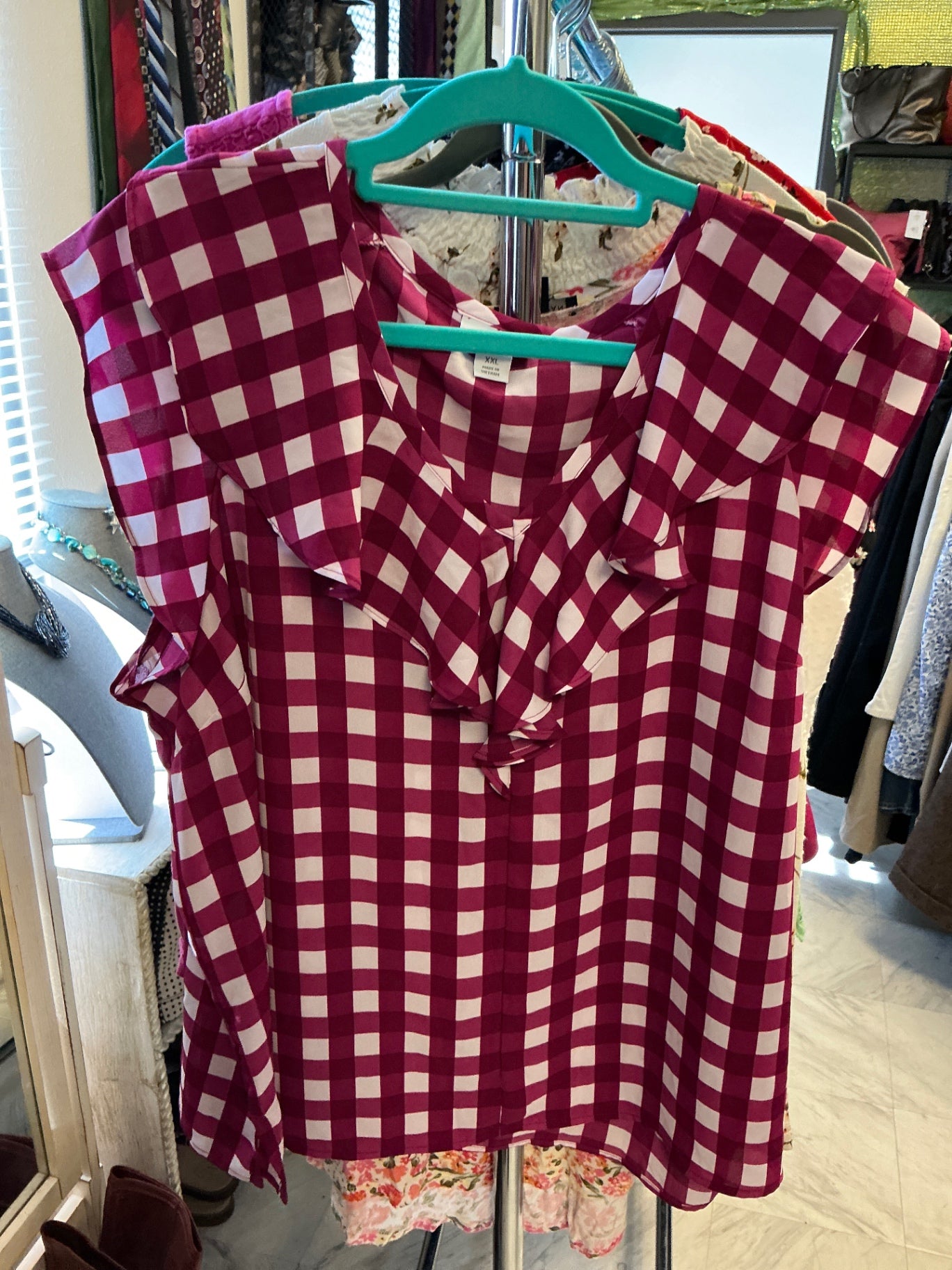 Liz Claiborne Blouse - Red and white checkered - 1X