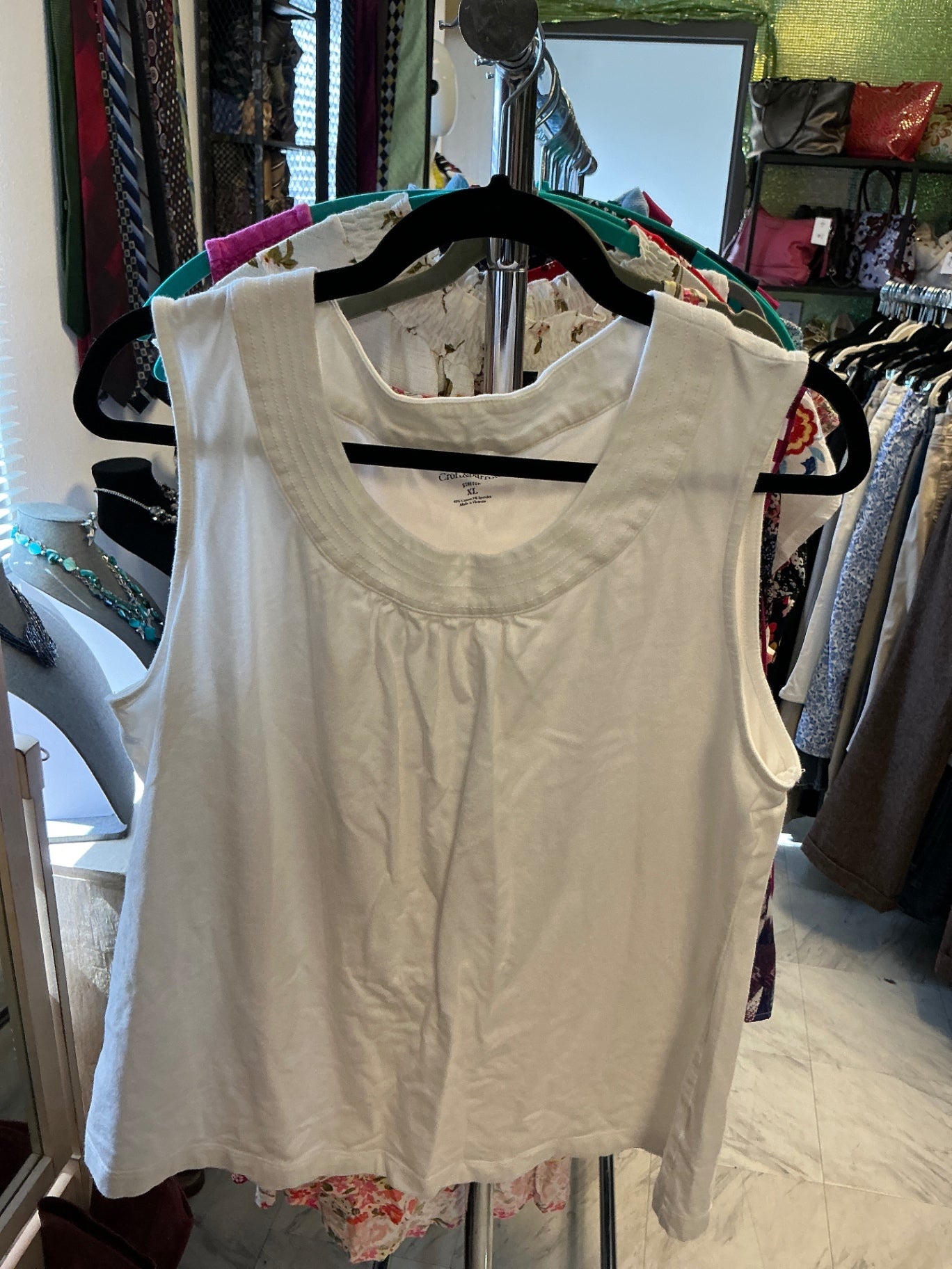 Croft & Barrow Sleeveless Top - White - XL