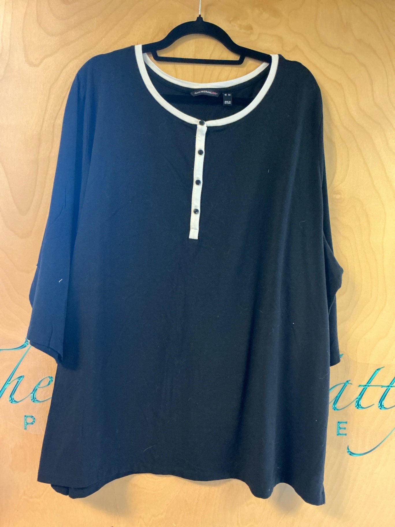 Isaac Mizrahi Live! Blouse - Black - 5X