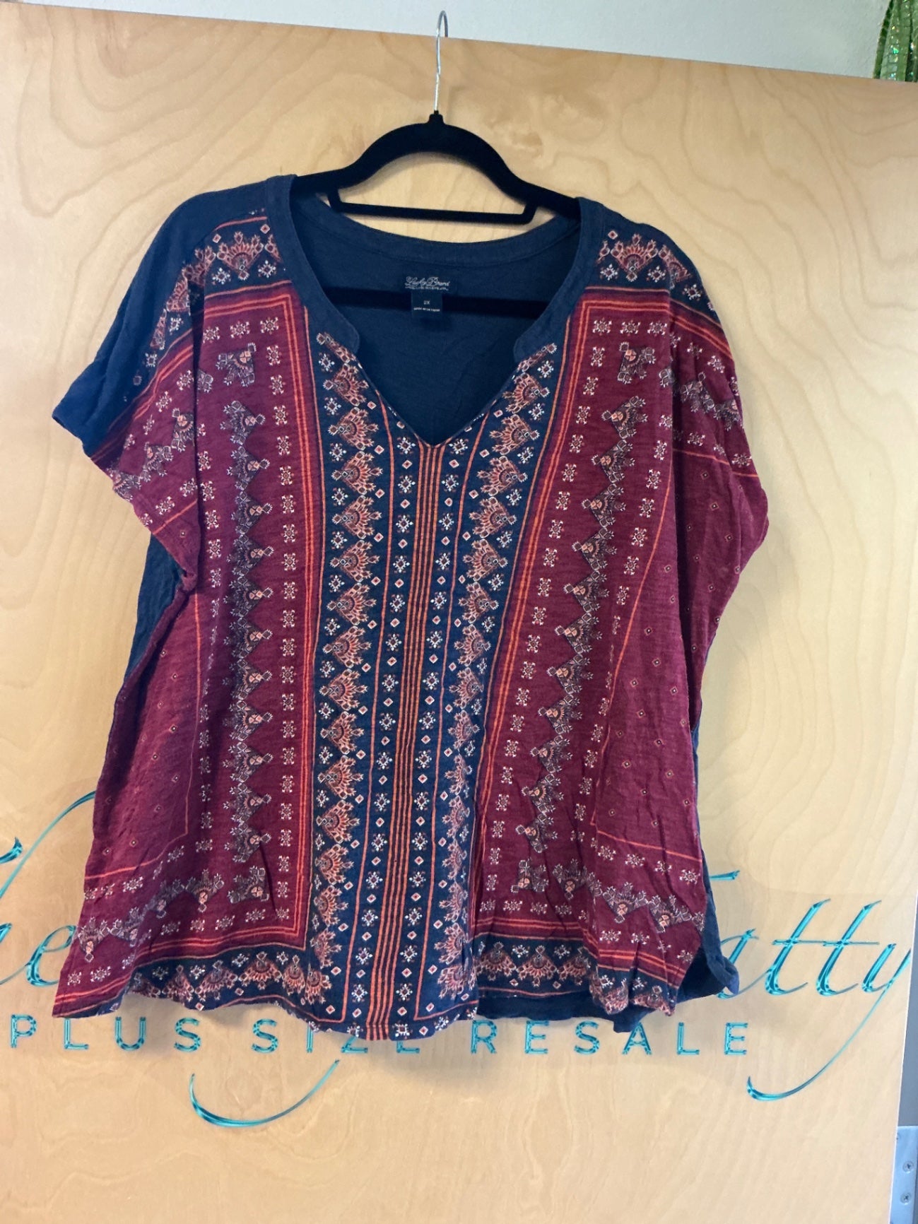 Lucky Brand Blouse - Red and navy blue - 2X