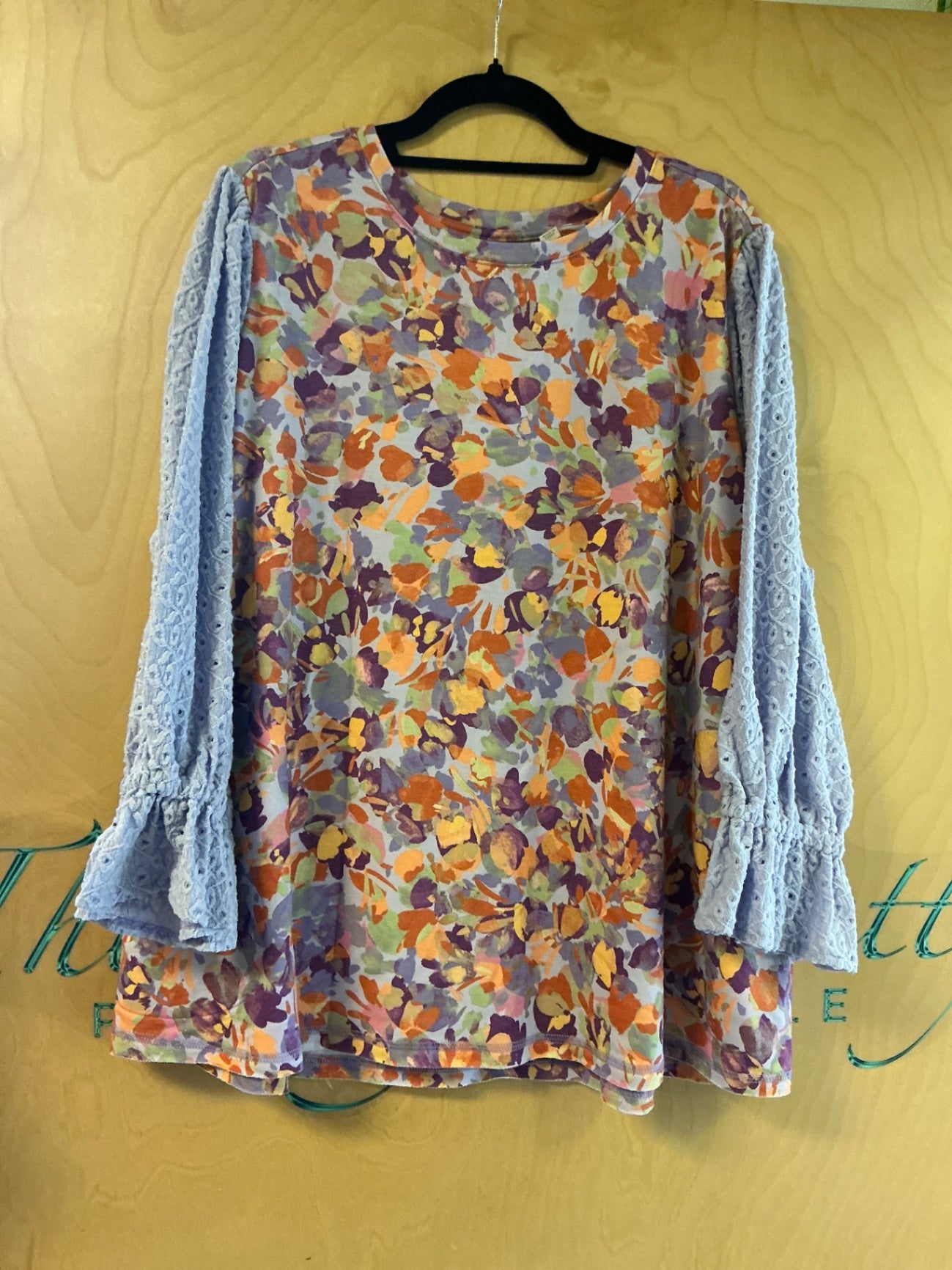 Logo Blouse - Multicolor (mainly purple, orange, yellow, green, and lavender) - 3X