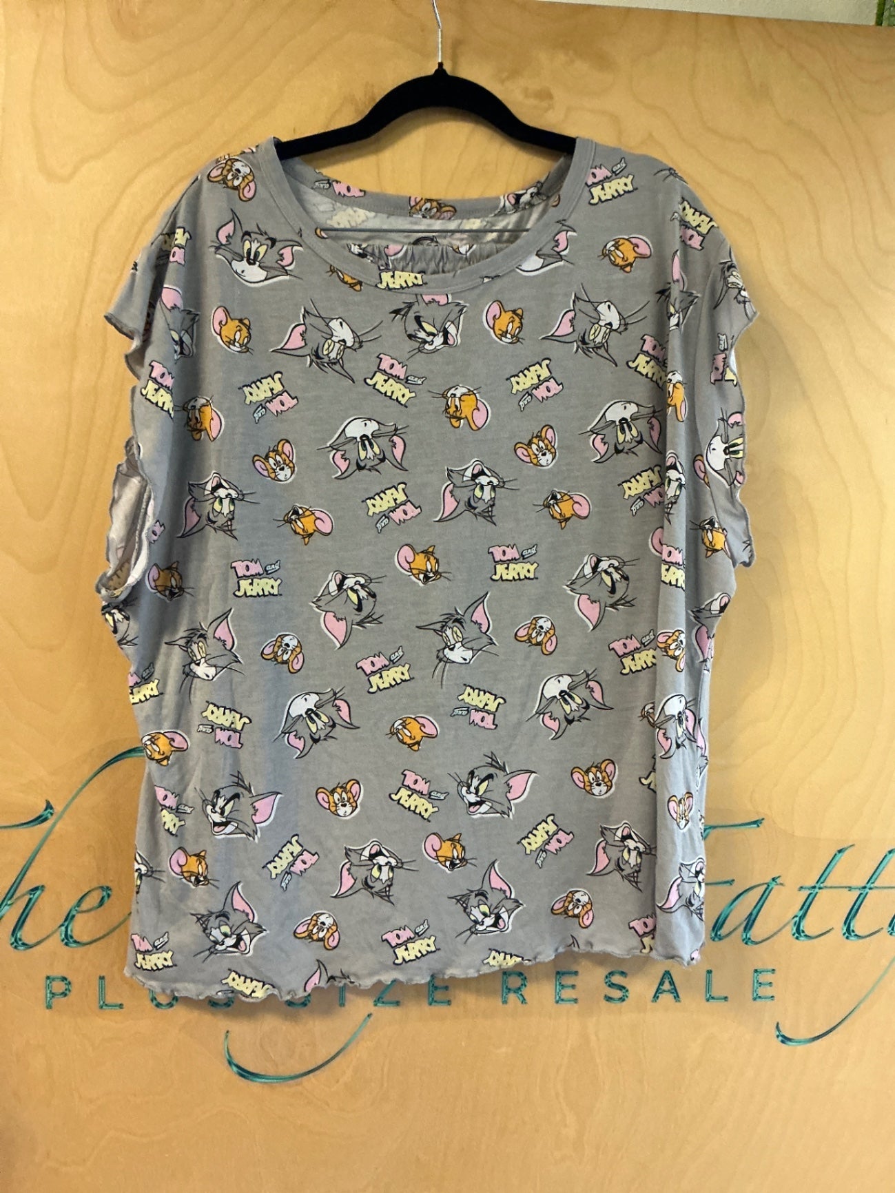 Tom & Jerry Pajama Shirt/Shorts Set - Gray - 3X