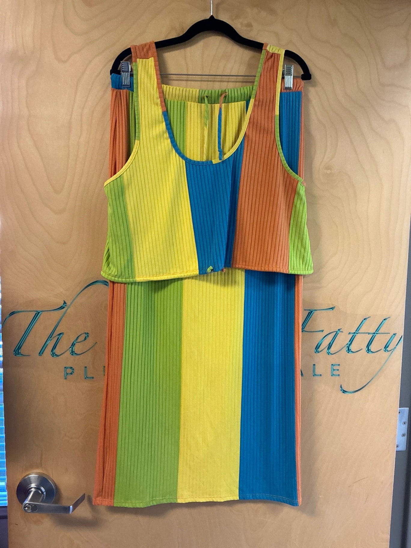 Gibiu Skirt/Cropped Tank Set - Multicolor (Yellow, Green, Blue, Orange) - 3XL
