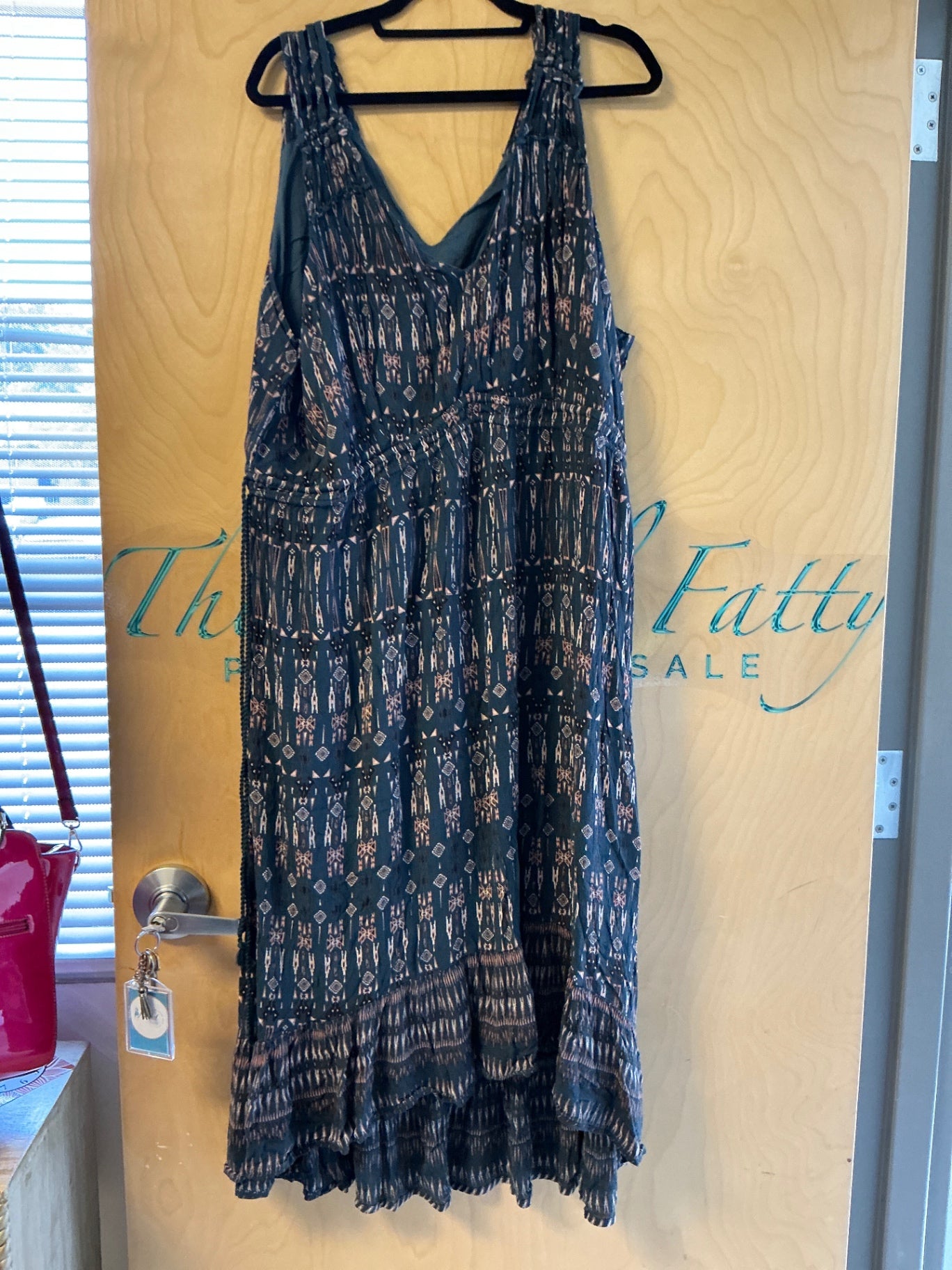 Jessica Simpson Dress - Dark Blue with Pink and White Pattern - 3X