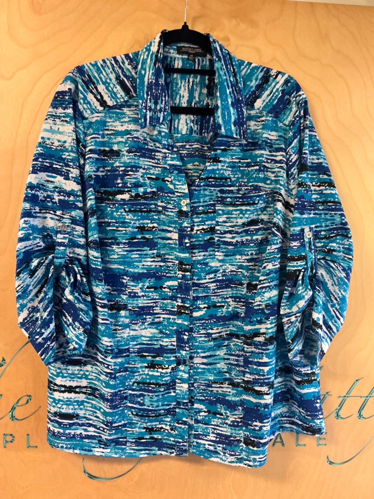 NOTATIONS Blouse - Blue multi-color - 2X