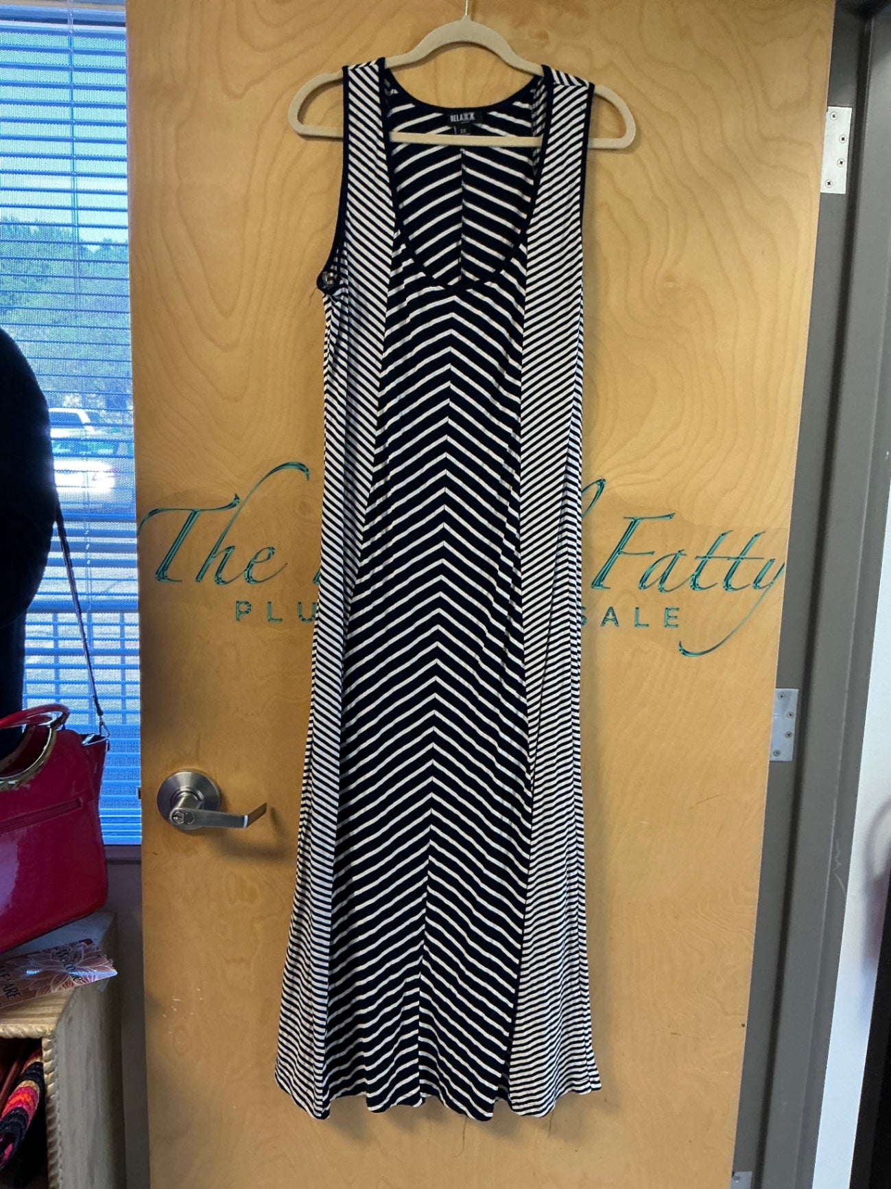 Relaxx Maxi Dress - Navy Blue and White - 2X