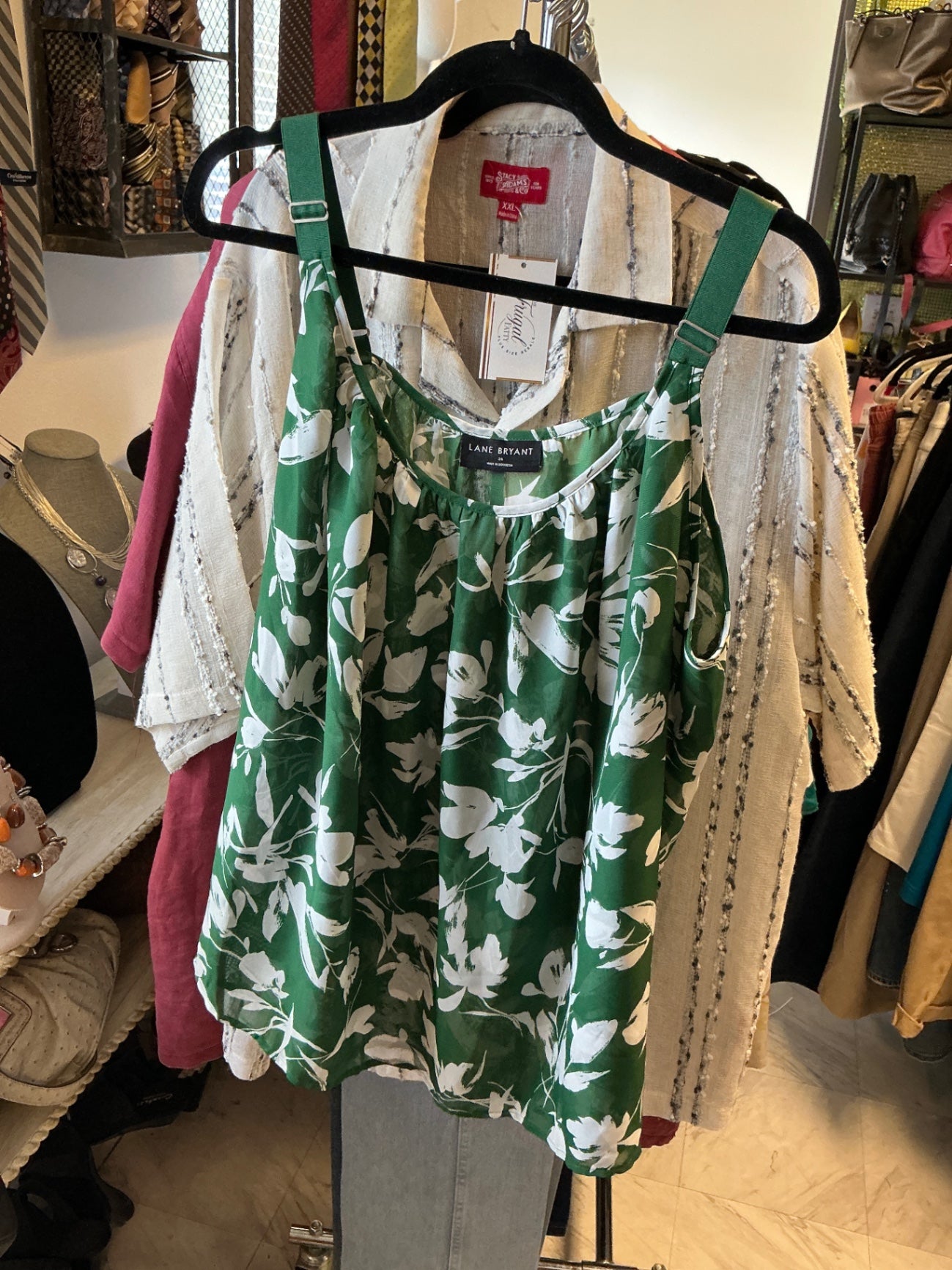 Lane Bryant Cami Top - Green and white - 26