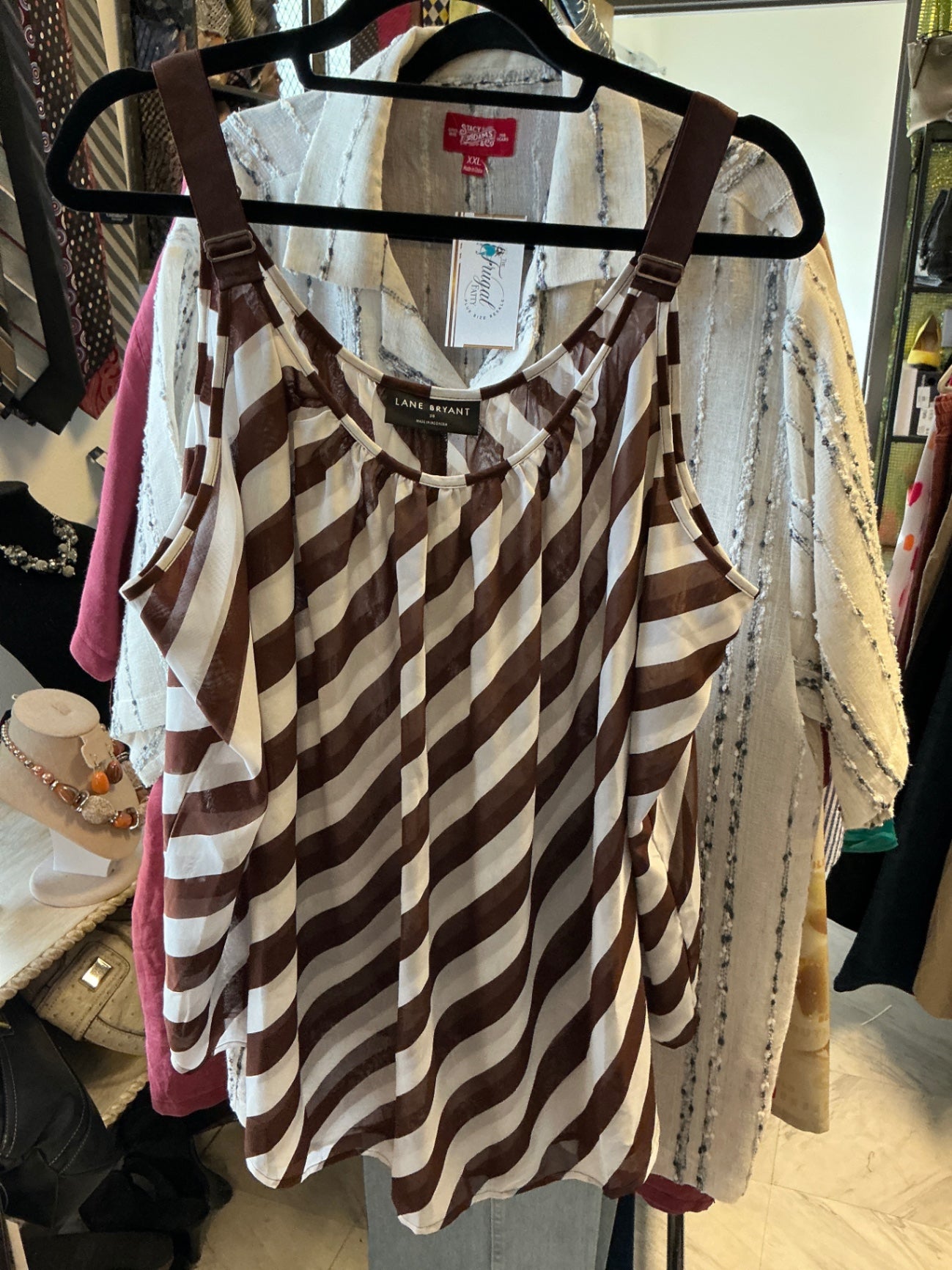 LANE BRYANT Sleeveless Top - Brown and White - 26