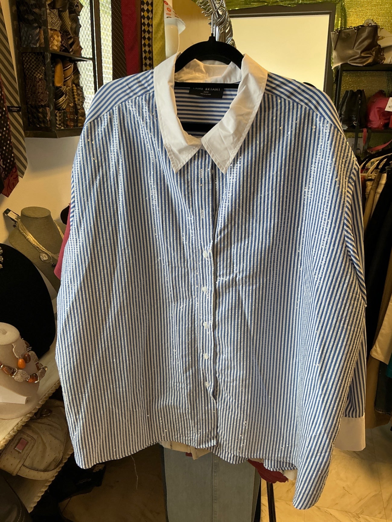 Lane Bryant Blouse - Blue and white striped - 26/28
