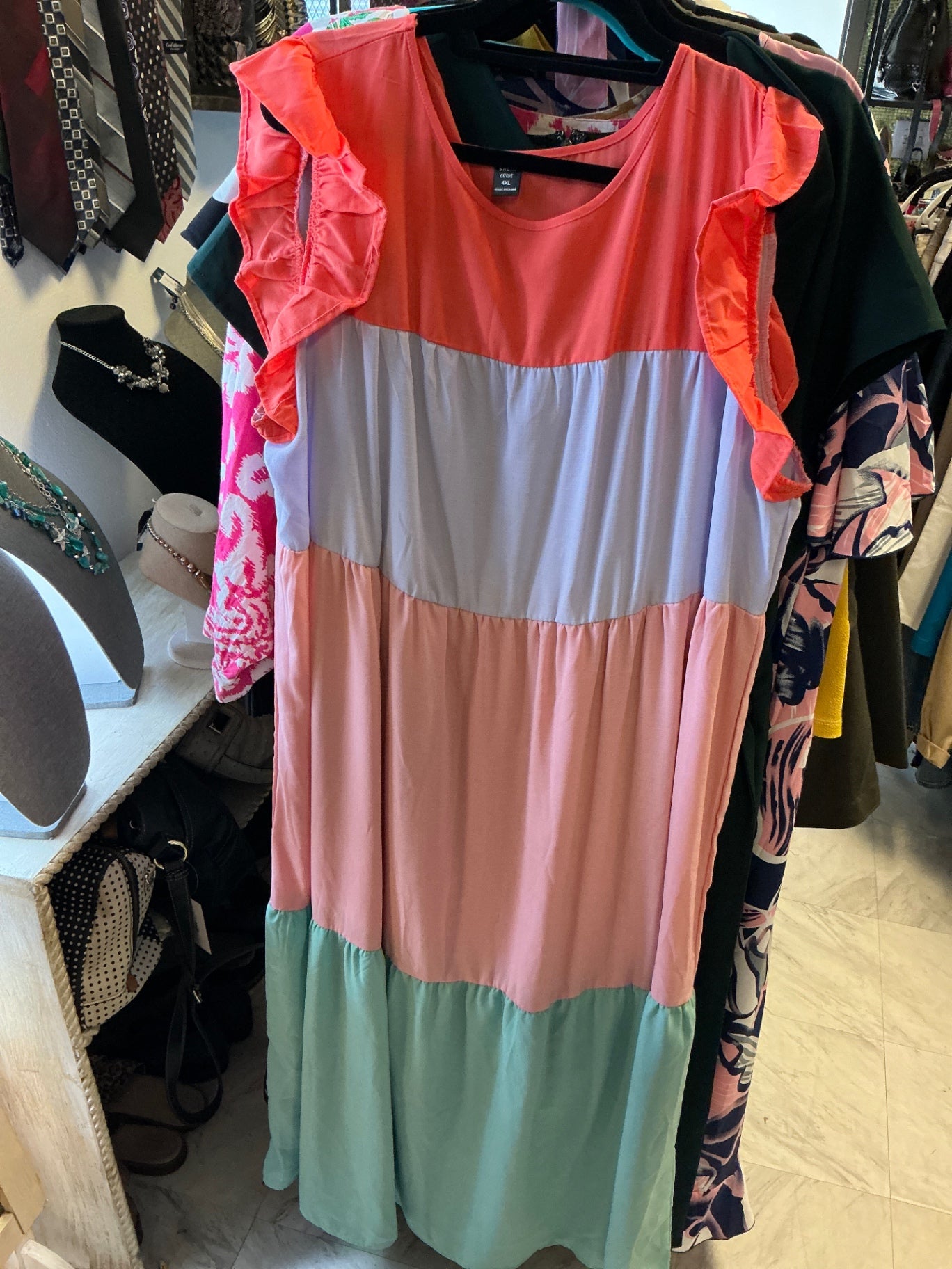 SHEIN Curve Dress - Multicolor (Coral, Grey, Peach, Mint Green) - 4x