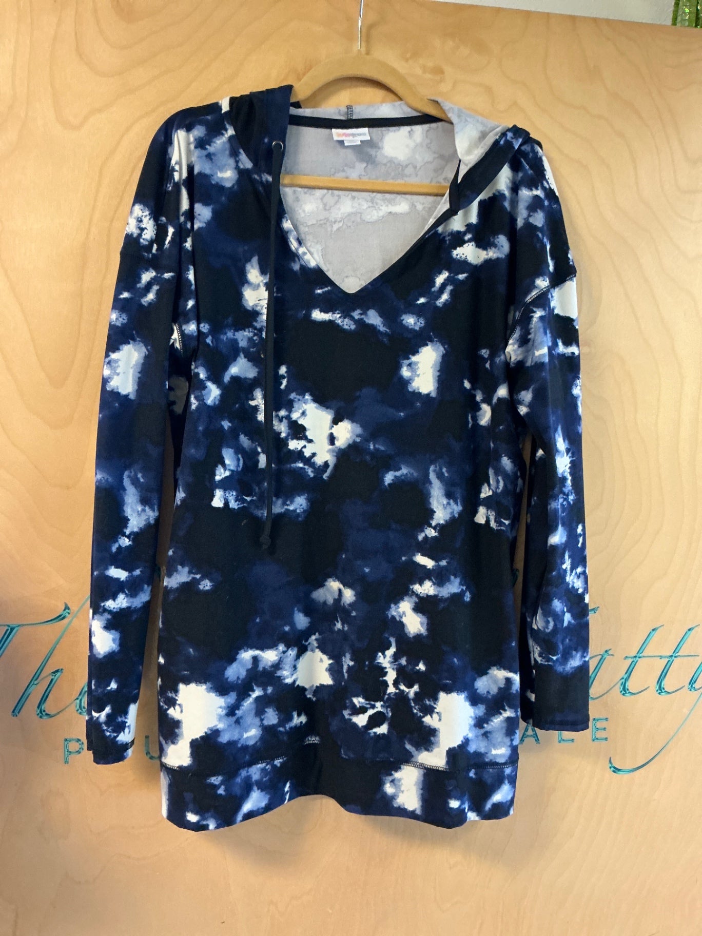 LuLaRoe Hooded T-Shirt - Navy blue and white - XL NWOT
