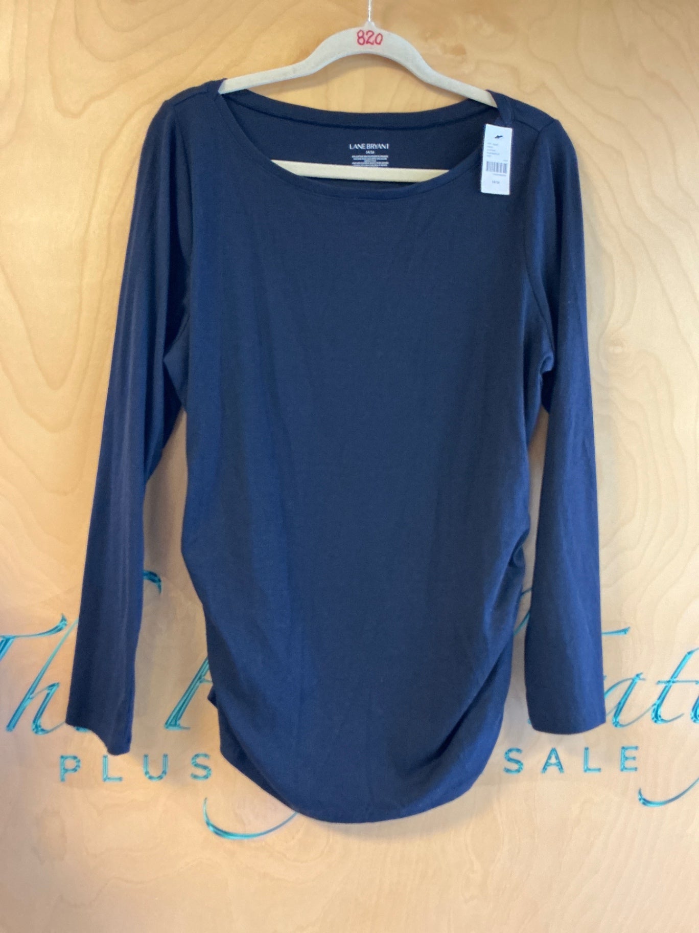 Lane Bryant Long Sleeve Ribbed Tee - Blue - 14/16