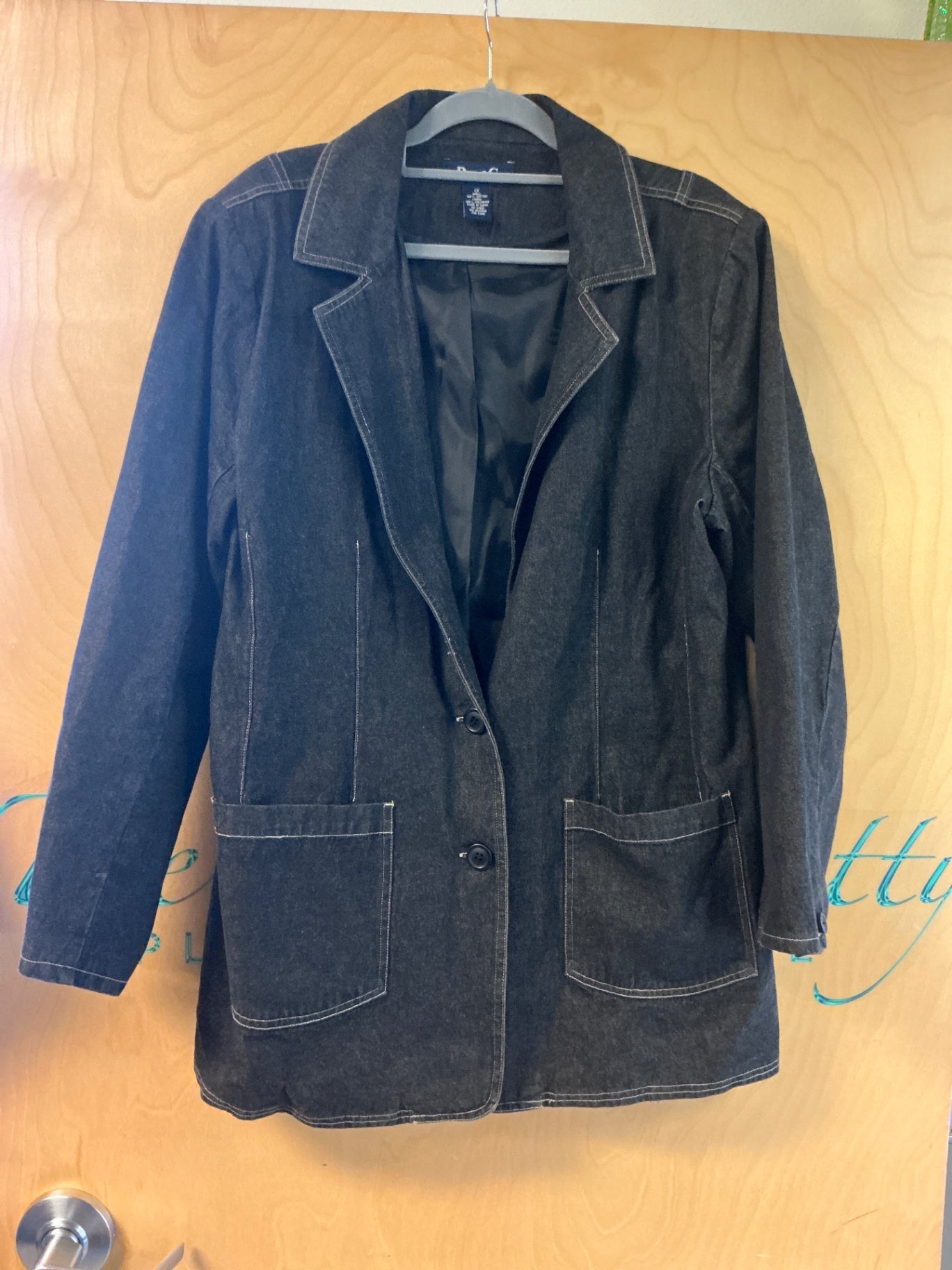 Denim & Co Denim Blazer - Black - 1X