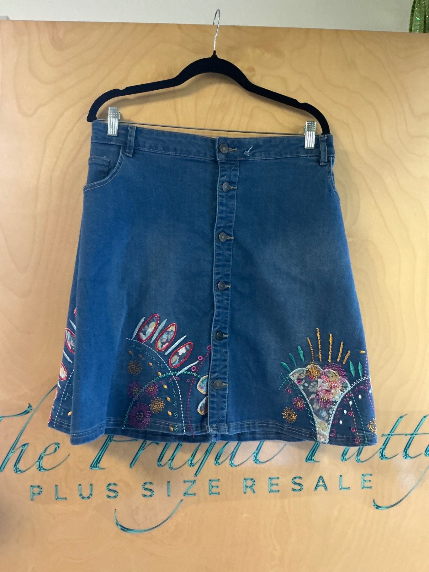 Joe Browns Embellished Denim Skirt - Blue - 22
