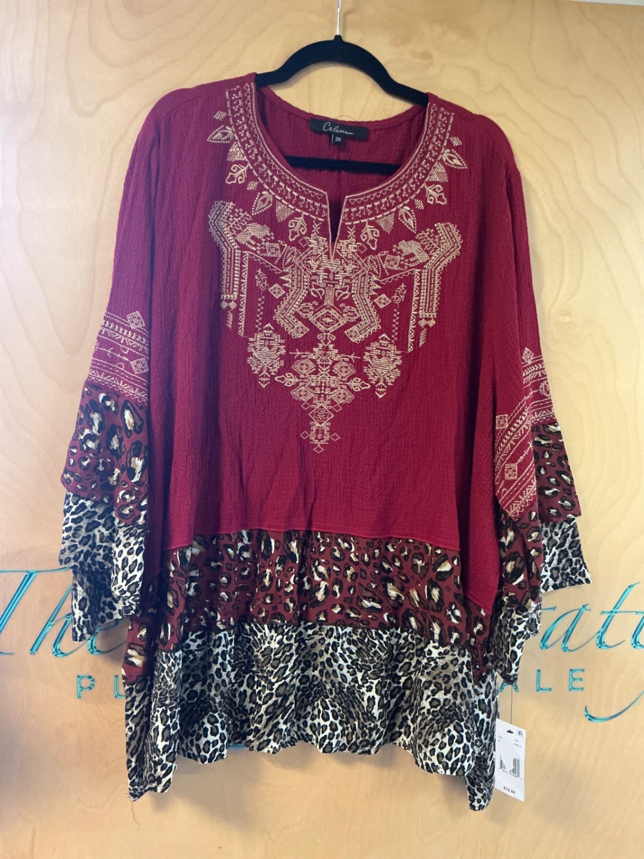 Caleoas Blouse - Red and animal print - 3X NWT