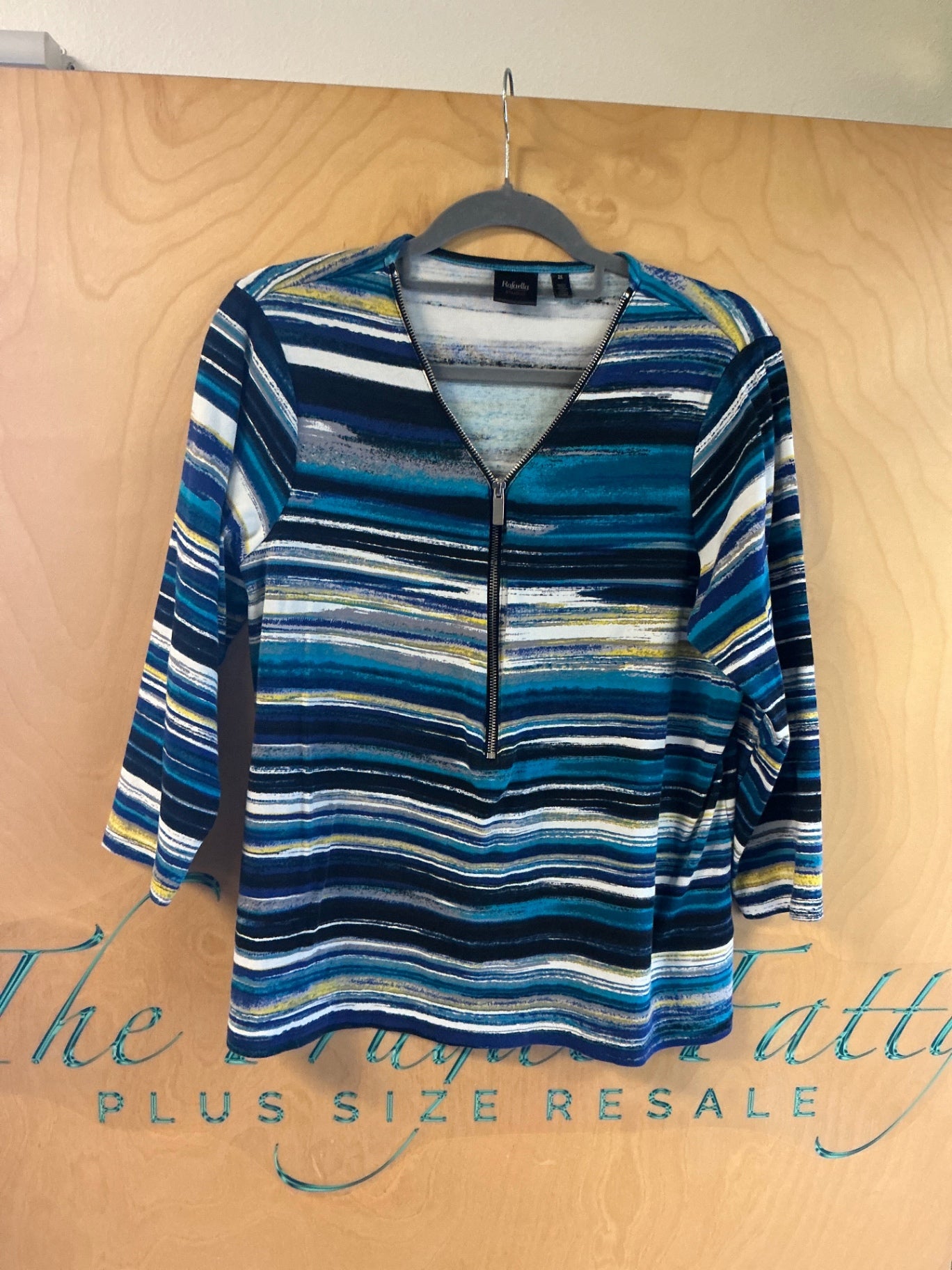 Rafaella Blouse - Multicolor (Blue, White, Yellow, Black) - 2X