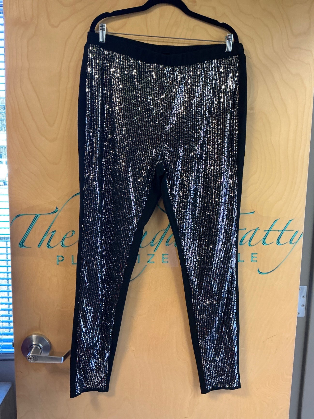 Shein Sequin Leggings - Silver and Black - 2XL