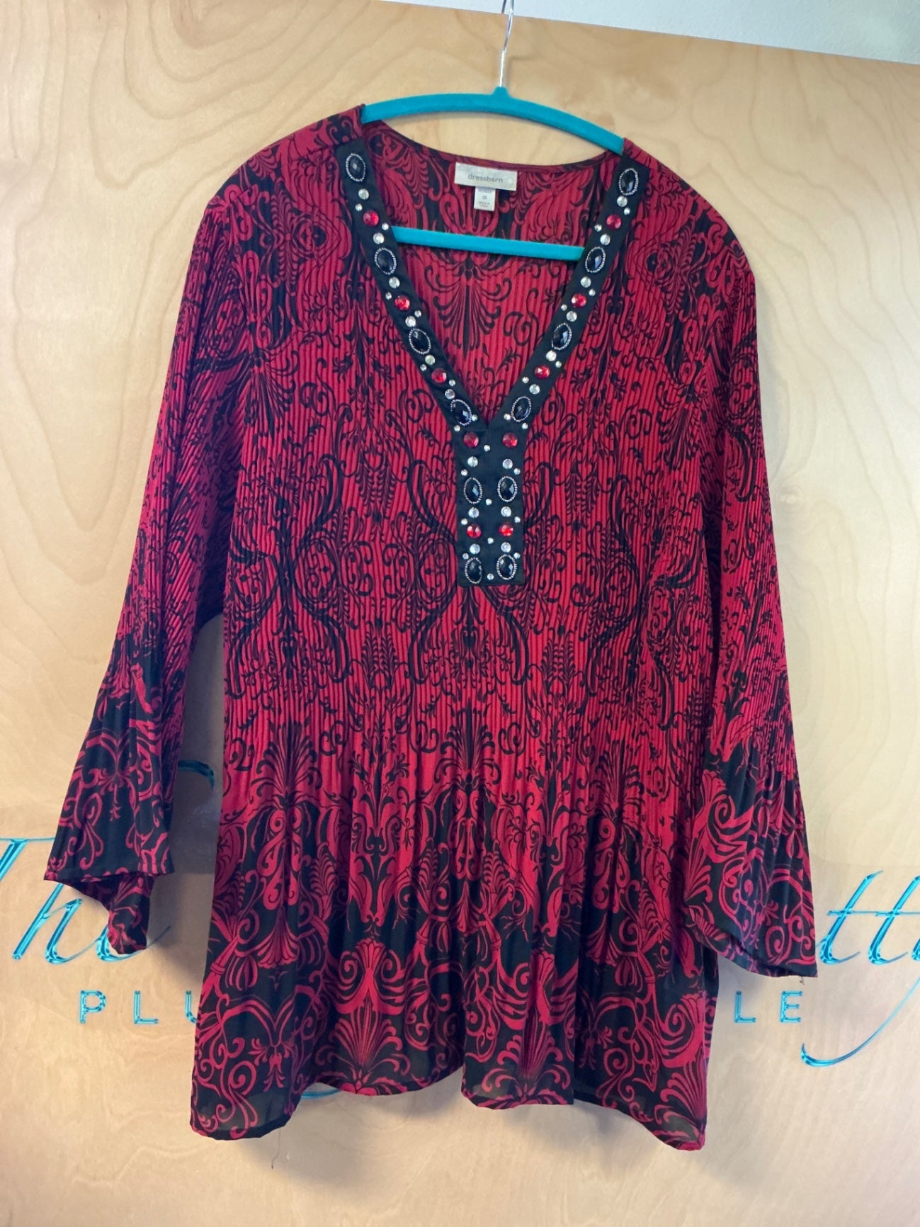 dressbarn Blouse - Red and black - 3X