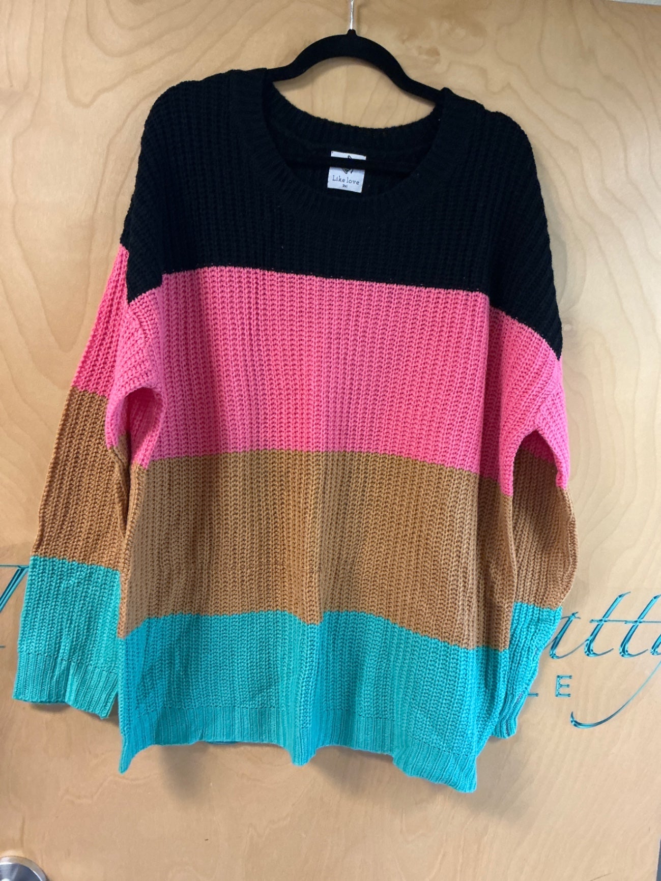 Like Love Sweater - Multicolor (Black, Pink, Brown, Blue) - 3XL NWOT