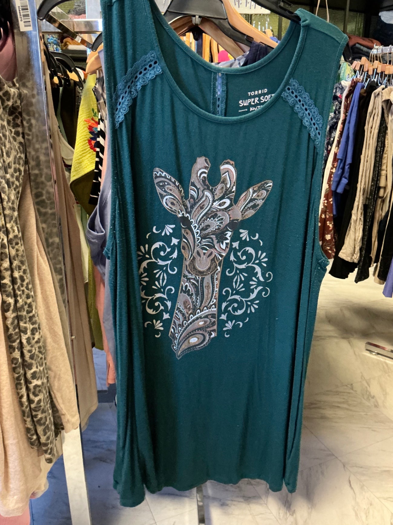 Torrid Tank Top 3 Teal Giraffe