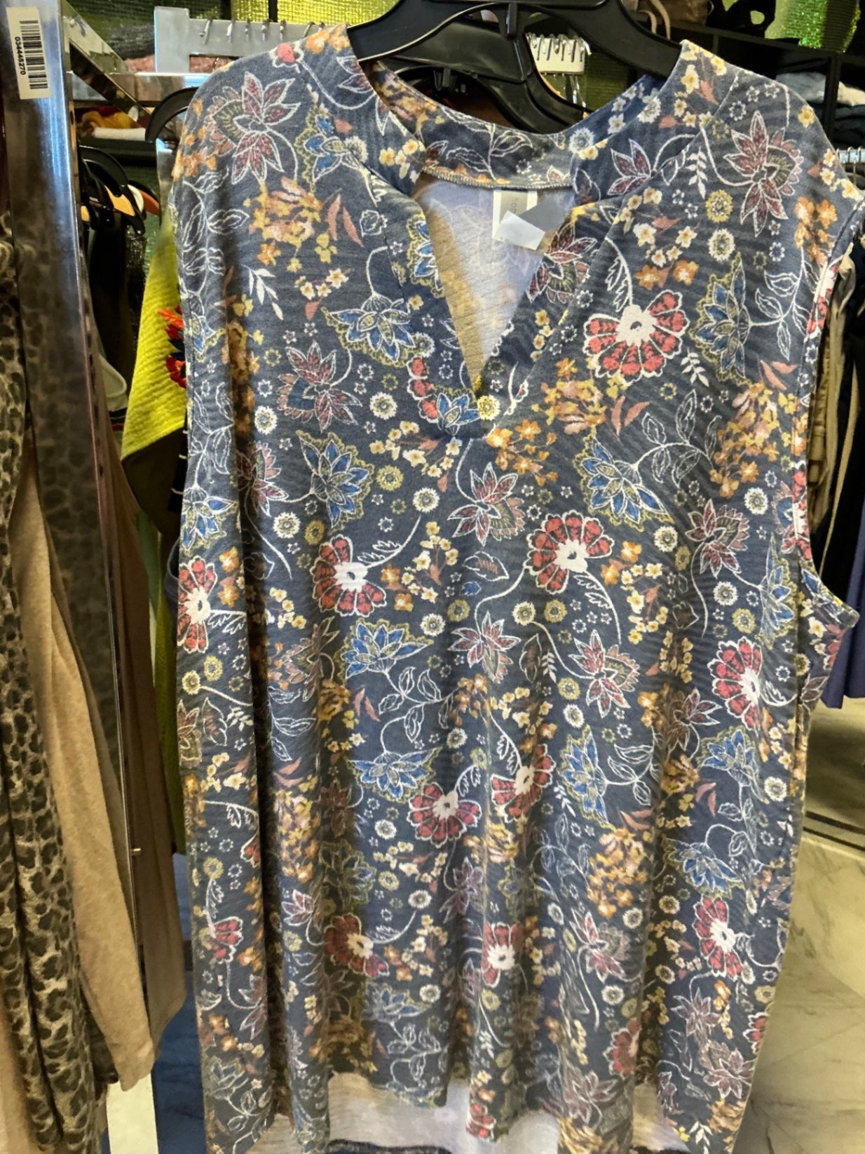 Honeyme Curvy Sleeveless Top XXXL Blue Multi Printed