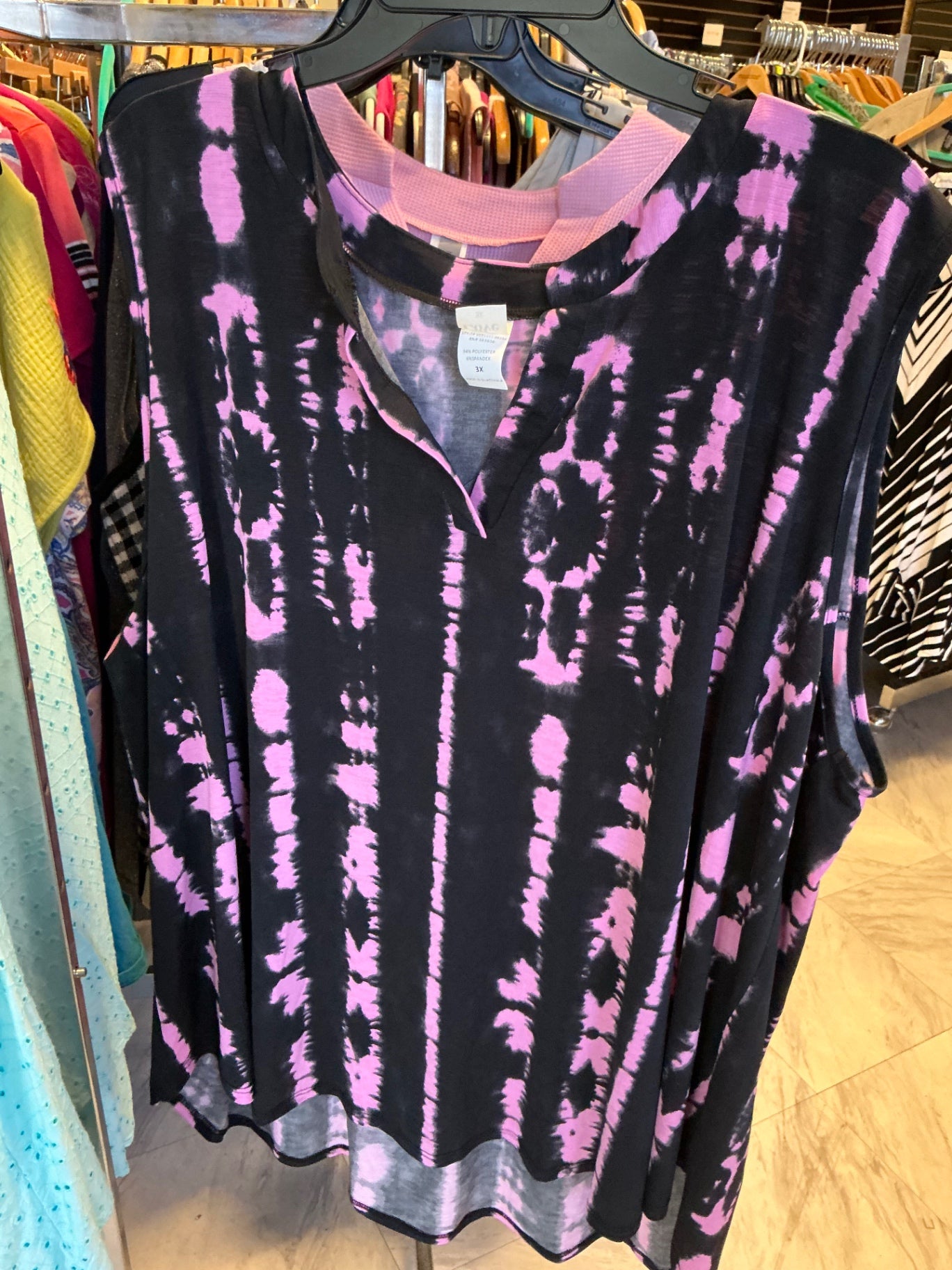 Sew In Love Tank Top Black and Pink NWOT