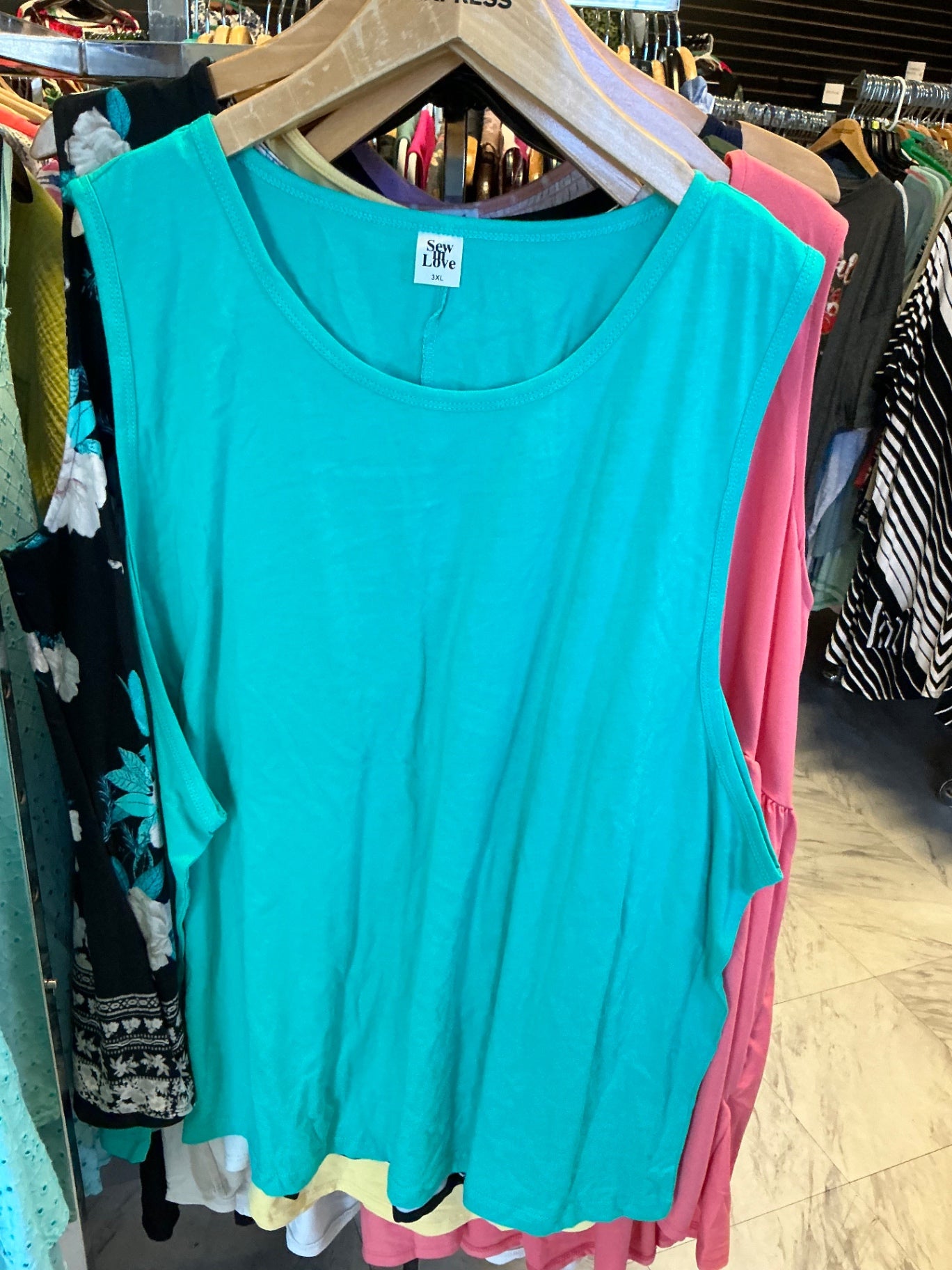 Sew In Love Sleeveless Top 3XL Turquoise