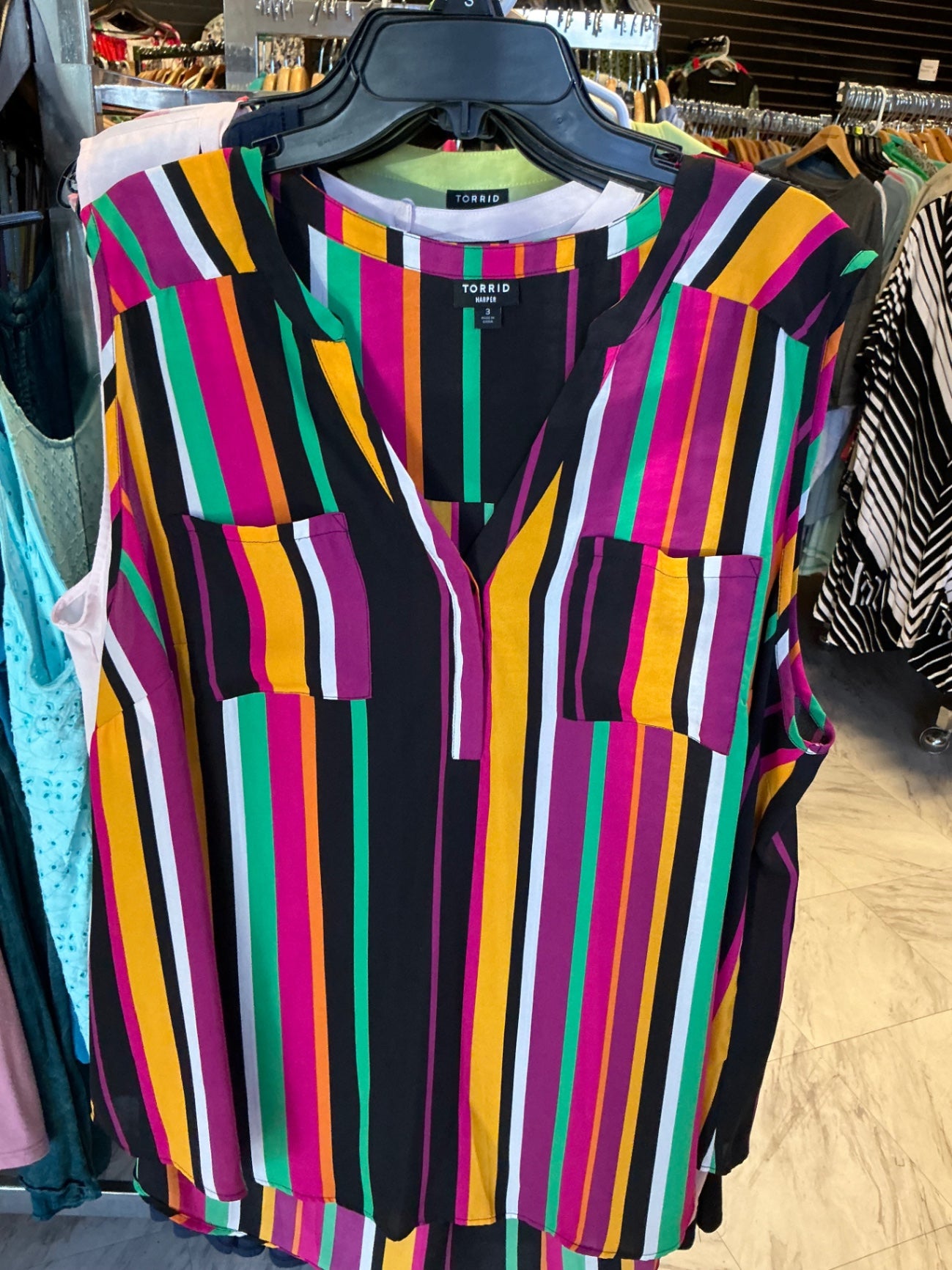 Torrid Sleeveless Blouse 3 Multicolor striped