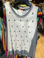 Vince Camuto Tank Top 3XL White with Blue Patterns