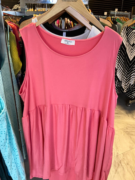 Zenana Babydoll Tank 3X Coral NWOT