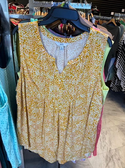 Croft & Barrow Sleeveless Blouse 1X Mustard Yellow/Pink