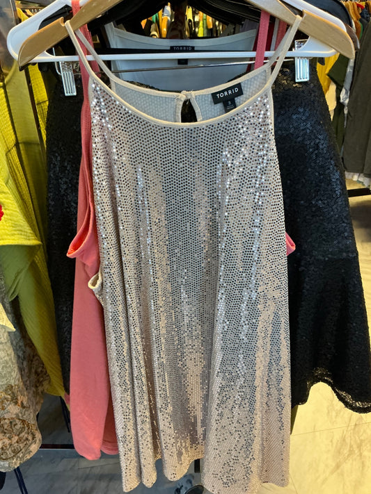 Torrid Sequin Tank Top 3 Silver/Cream