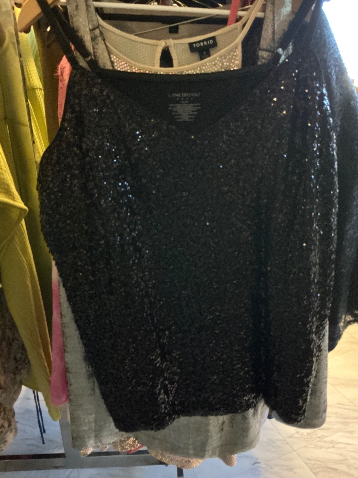 Lane Bryant Sequin Tank Top 22/24 Black