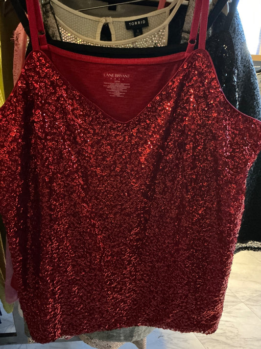 Lane Bryant Sequin Tank Top 22/24 Red