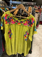 Seen Be Seen Blouse 1x Lime W/ Floral Embroidery