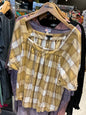 Ann Taylor Blouse XXL Khaki and White Plaid