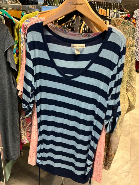 French Laundry Blouse XL Blue and Navy Striped