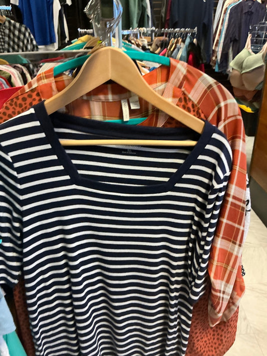Unknown Striped T-Shirt XL Navy and White