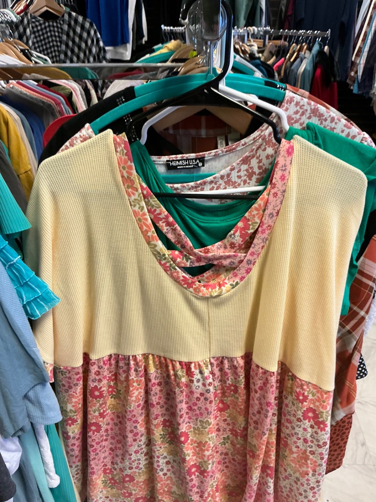 Honeyme Curvy Dress 3XL Yellow and Floral Pink