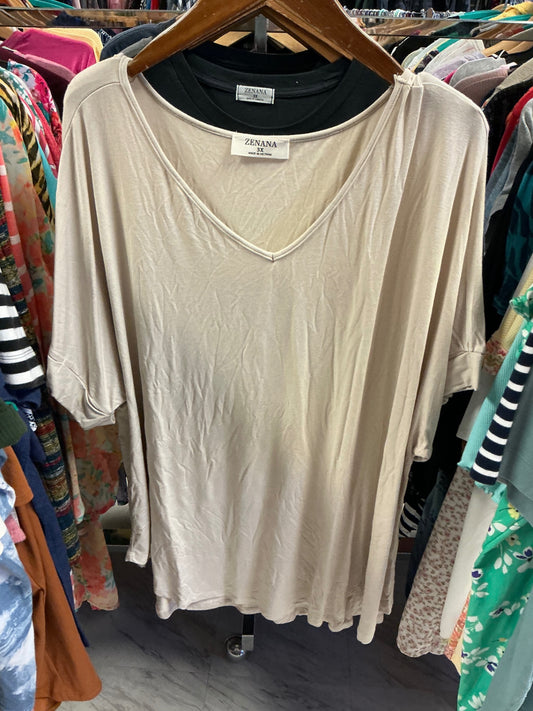 Zenana V-Neck T-Shirt 3X Beige NWOT