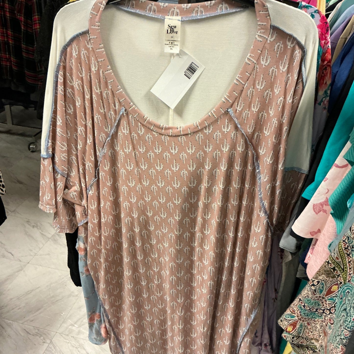 Sew In Love T-Shirt 3X Pink Cactus NWT