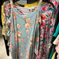 Lovely J Blouse 3X Blue Floral Print w/ Shoulder Cutout NWT