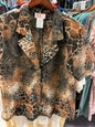 R&K Originals Blouse 14 Animal Print Sheer