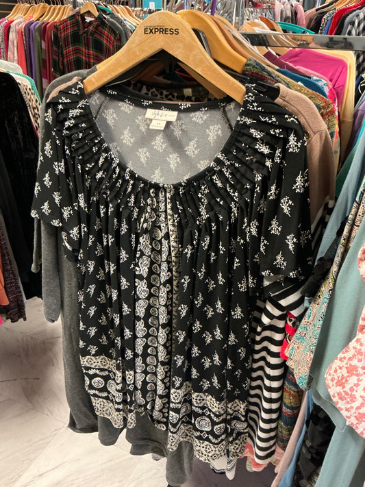 Style & Co. Blouse 1X Black and White