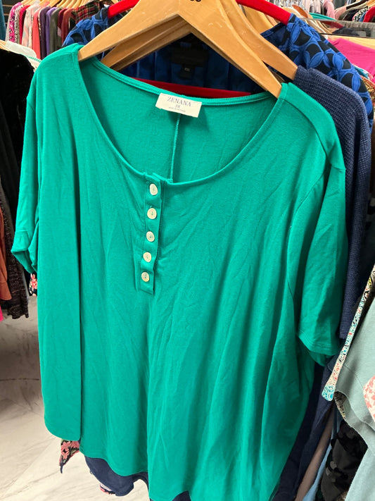 Zenana Blouse 3X Emerald Green NWOT
